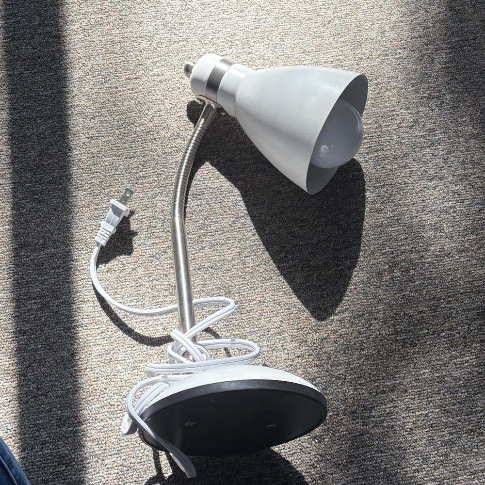 Modern Silver and White Desk Lamp